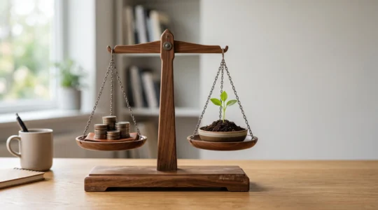 Balance en équilibre symbolisant la réduction de la masse salariale sans perte de talents