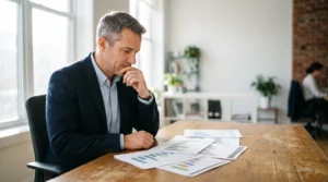 Dirigeant d'entreprise analysant ses postes de charges pour améliorer la rentabilité de son activité