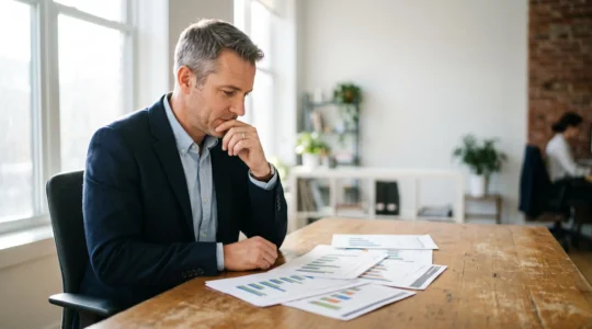 Dirigeant d'entreprise analysant ses postes de charges pour améliorer la rentabilité de son activité