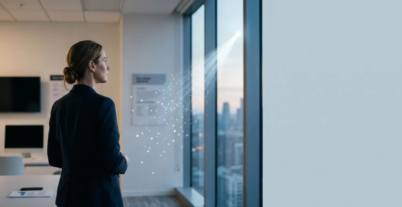 Silhouette d'entrepreneur observant une trajectoire ascendante symbolisant la fidélisation client sur six mois